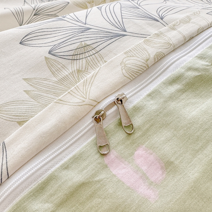 91家纺网 家纺一手货源 找家纺 金盛纺 2025新款全棉印花四件套 霜叶