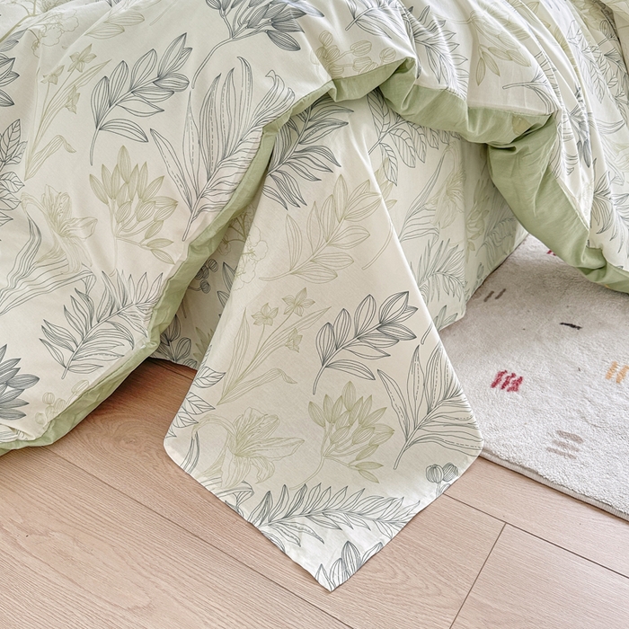 91家纺网 家纺一手货源 找家纺 金盛纺 2025新款全棉印花四件套 霜叶