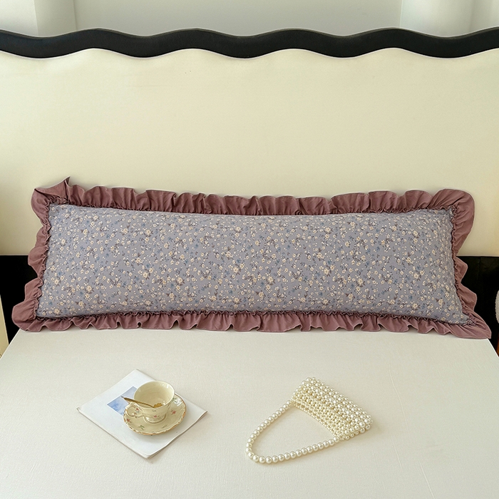 91家纺网 家纺一手货源 找家纺 梦舒羽 2025新款水洗珍珠棉花边枕套加长双人情侣1.8米枕芯内胆套1.5m枕头套 蓝相思