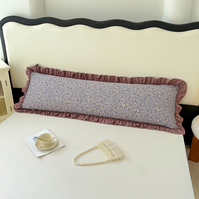 91家纺网 家纺一手货源 找家纺 梦舒羽 2025新款水洗珍珠棉花边枕套加长双人情侣1.8米枕芯内胆套1.5m枕头套 蓝相思