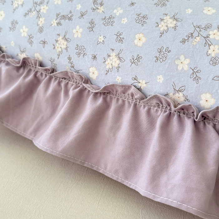 91家纺网 家纺一手货源 找家纺 梦舒羽 2025新款水洗珍珠棉花边枕套加长双人情侣1.8米枕芯内胆套1.5m枕头套 花未眠-紫