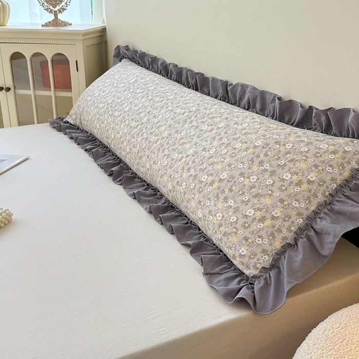 91家纺网 家纺一手货源 找家纺 梦舒羽 2025新款水洗珍珠棉花边枕套加长双人情侣1.8米枕芯内胆套1.5m枕头套 花知晓