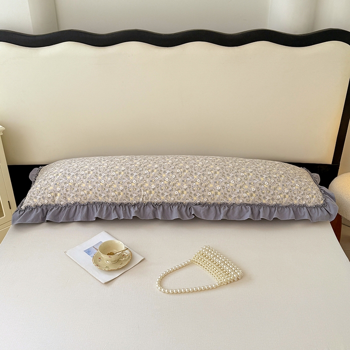 91家纺网 家纺一手货源 找家纺 梦舒羽 2025新款水洗珍珠棉花边枕套加长双人情侣1.8米枕芯内胆套1.5m枕头套 花知晓