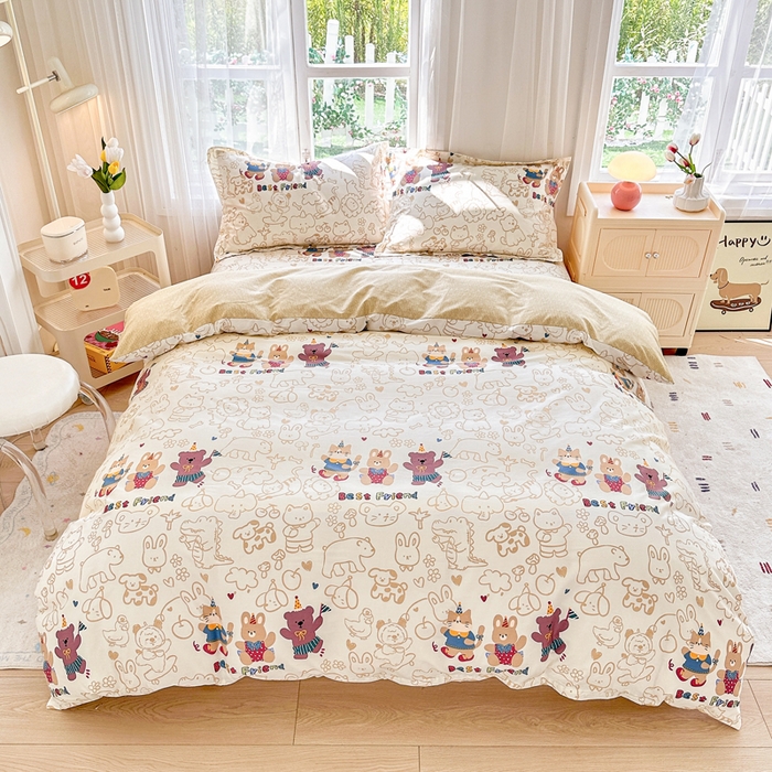 91家纺网 家纺一手货源 找家纺 金盛纺 2025新款全棉印花四件套 小童趣