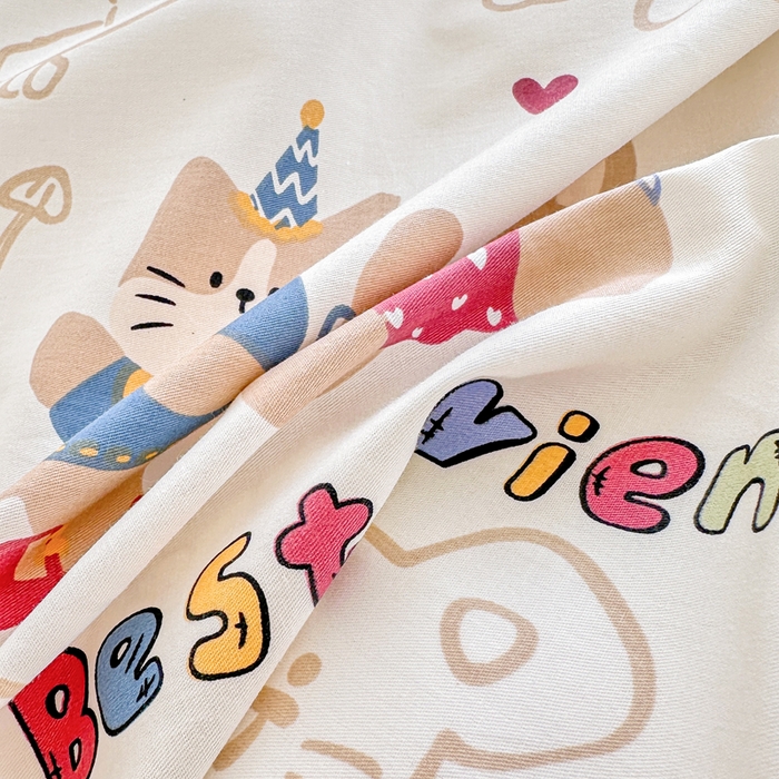 91家纺网 家纺一手货源 找家纺 金盛纺 2025新款全棉印花四件套 小童趣