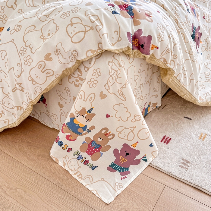 91家纺网 家纺一手货源 找家纺 金盛纺 2025新款全棉印花四件套 小童趣