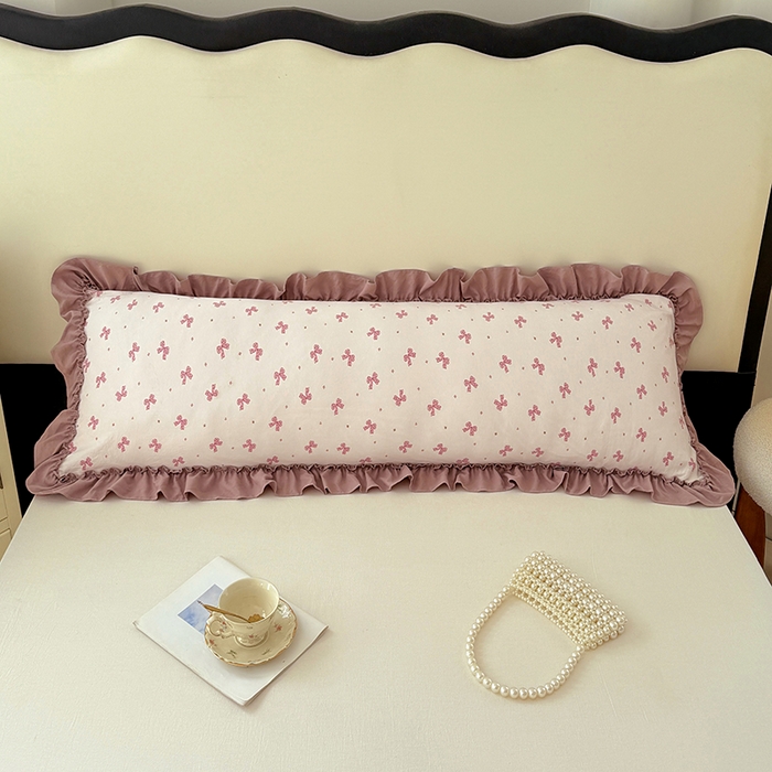 91家纺网 家纺一手货源 找家纺 梦舒羽 2025新款水洗珍珠棉花边枕套加长双人情侣1.8米枕芯内胆套1.5m枕头套 怦然心动