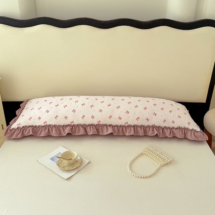 91家纺网 家纺一手货源 找家纺 梦舒羽 2025新款水洗珍珠棉花边枕套加长双人情侣1.8米枕芯内胆套1.5m枕头套 怦然心动