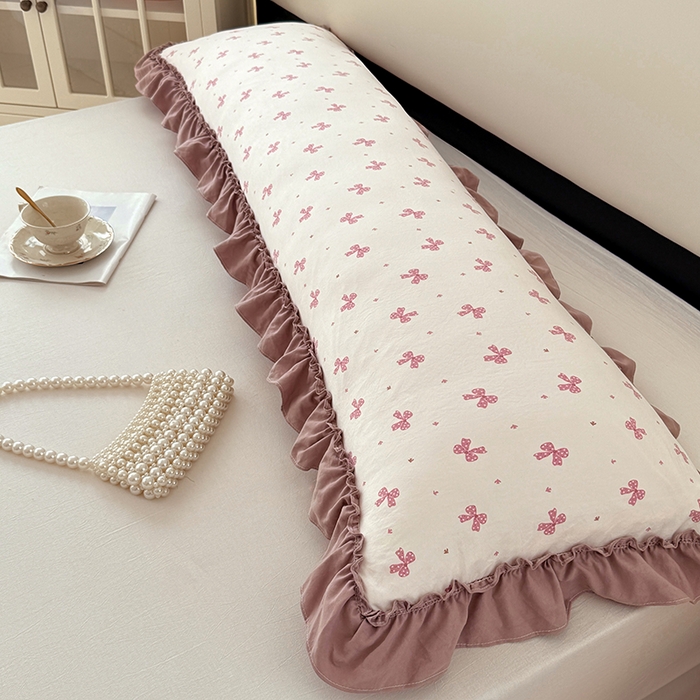 91家纺网 家纺一手货源 找家纺 梦舒羽 2025新款水洗珍珠棉花边枕套加长双人情侣1.8米枕芯内胆套1.5m枕头套 怦然心动