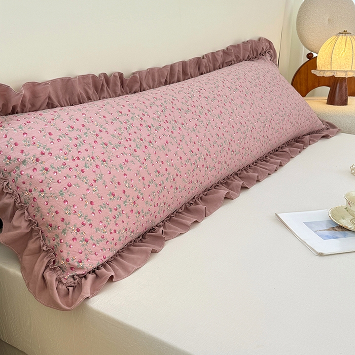 梦舒羽 2025新款水洗珍珠棉花边枕套加长双人情侣1.8米枕芯内胆套1.5m枕头套 樱桃季