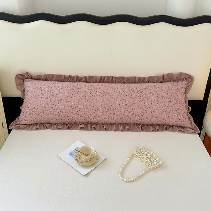 91家纺网 家纺一手货源 找家纺 梦舒羽 2025新款水洗珍珠棉花边枕套加长双人情侣1.8米枕芯内胆套1.5m枕头套 樱桃季