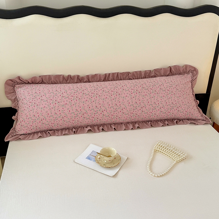 91家纺网 家纺一手货源 找家纺 梦舒羽 2025新款水洗珍珠棉花边枕套加长双人情侣1.8米枕芯内胆套1.5m枕头套 樱桃季