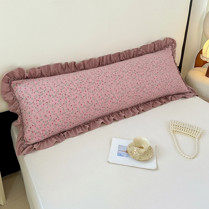 91家纺网 家纺一手货源 找家纺 梦舒羽 2025新款水洗珍珠棉花边枕套加长双人情侣1.8米枕芯内胆套1.5m枕头套 樱桃季