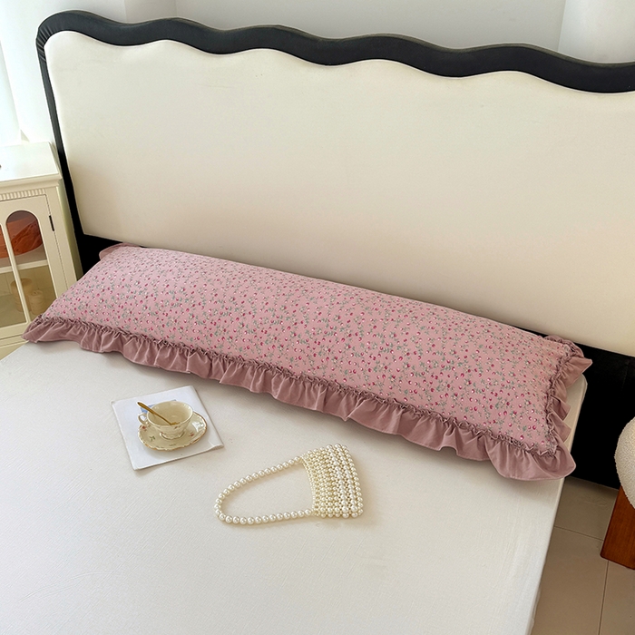 91家纺网 家纺一手货源 找家纺 梦舒羽 2025新款水洗珍珠棉花边枕套加长双人情侣1.8米枕芯内胆套1.5m枕头套 樱桃季