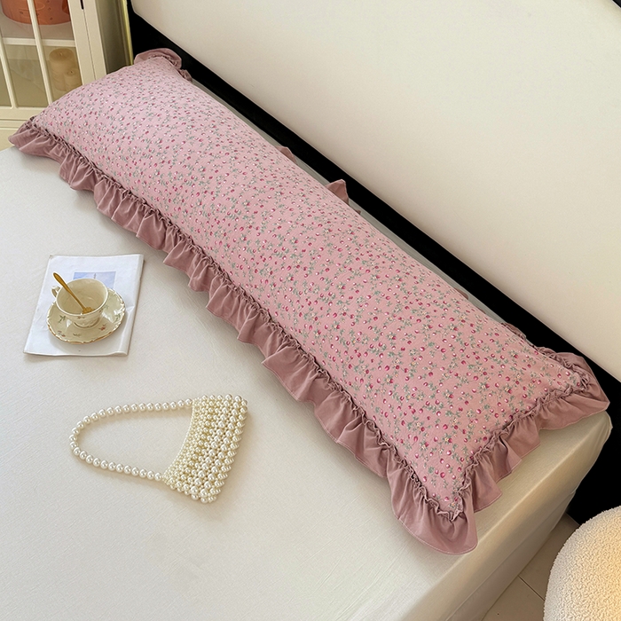 91家纺网 家纺一手货源 找家纺 梦舒羽 2025新款水洗珍珠棉花边枕套加长双人情侣1.8米枕芯内胆套1.5m枕头套 樱桃季