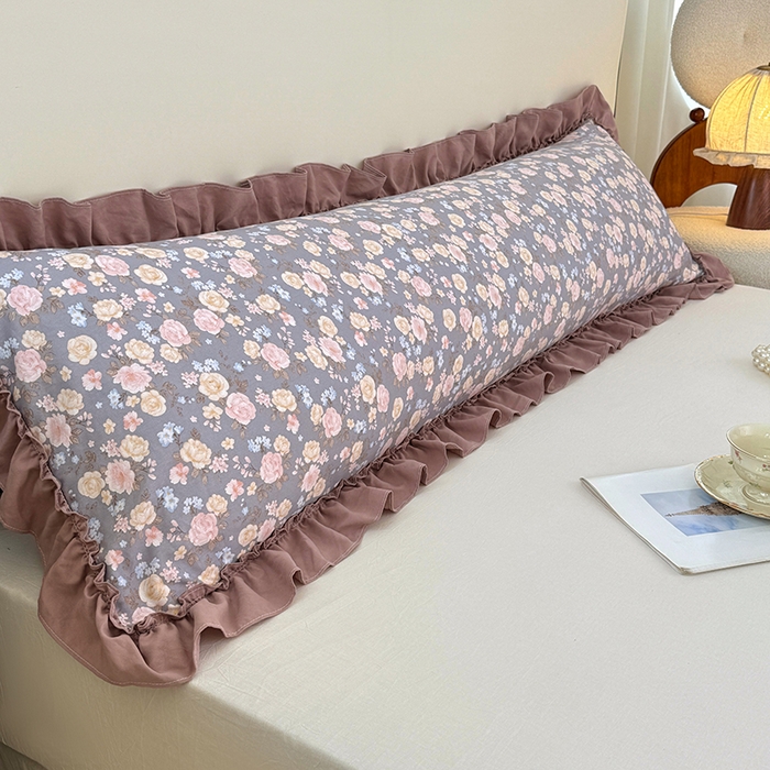 梦舒羽 2025新款水洗珍珠棉花边枕套加长双人情侣1.8米枕芯内胆套1.5m枕头套 云裳花谷