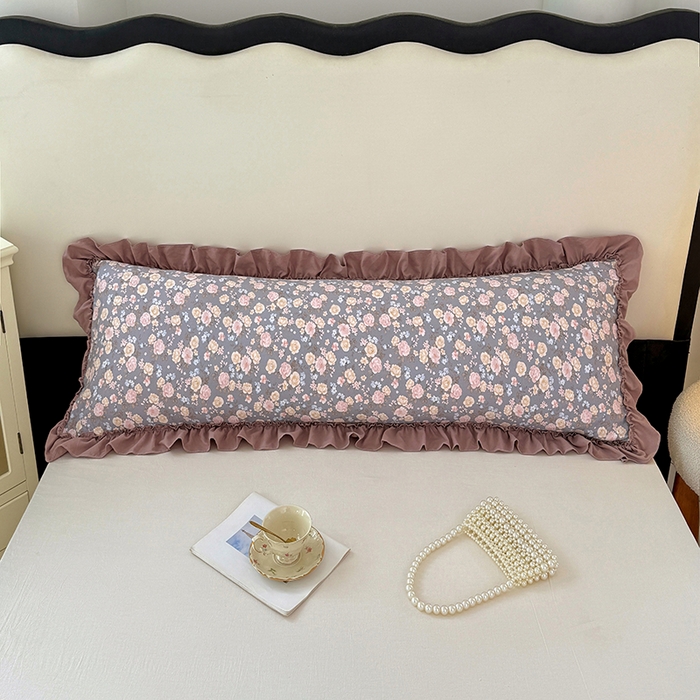 91家纺网 家纺一手货源 找家纺 梦舒羽 2025新款水洗珍珠棉花边枕套加长双人情侣1.8米枕芯内胆套1.5m枕头套 云裳花谷