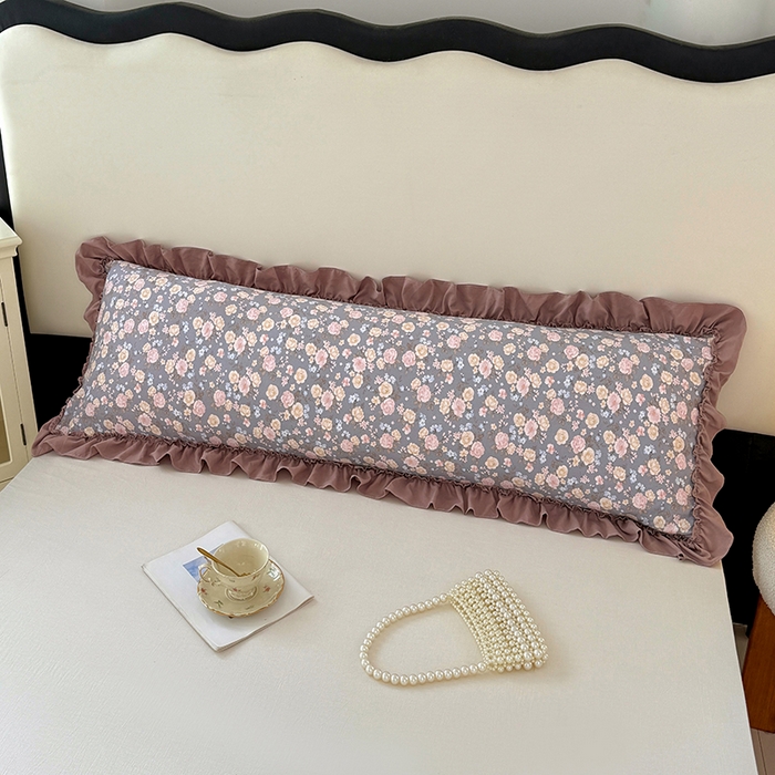 91家纺网 家纺一手货源 找家纺 梦舒羽 2025新款水洗珍珠棉花边枕套加长双人情侣1.8米枕芯内胆套1.5m枕头套 云裳花谷