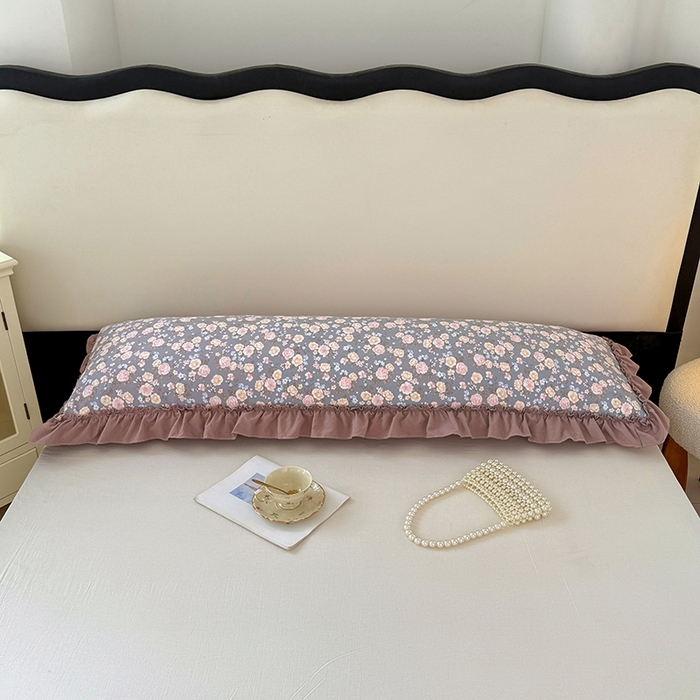 91家纺网 家纺一手货源 找家纺 梦舒羽 2025新款水洗珍珠棉花边枕套加长双人情侣1.8米枕芯内胆套1.5m枕头套 云裳花谷