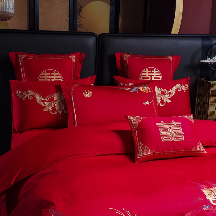 91家纺网 家纺一手货源 找家纺 用心 2025新款婚庆全棉刺绣四件套多件套系列十里红妆