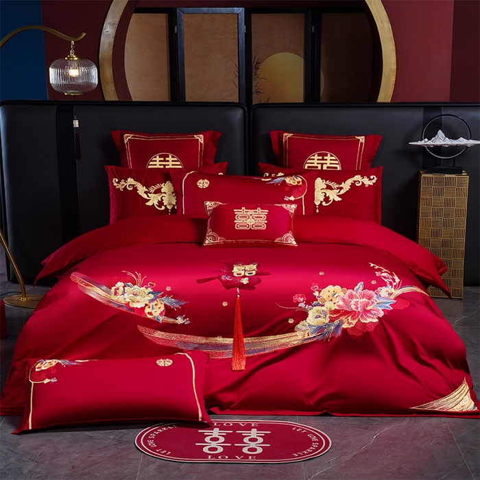 用心 2025新款婚庆全棉刺绣四件套多件套系列十里红妆