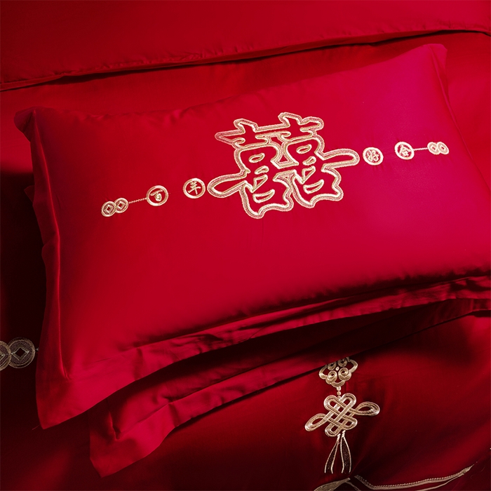 91家纺网 家纺一手货源 找家纺 用心 2025新款婚庆全棉刺绣四件套多件套系列喜上添花