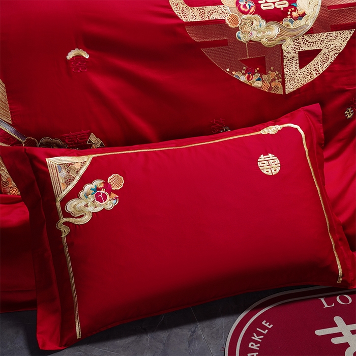 91家纺网 家纺一手货源 找家纺 用心 2025新款婚庆全棉刺绣四件套多件套系列喜事到家