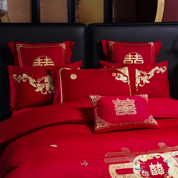 91家纺网 家纺一手货源 找家纺 用心 2025新款婚庆全棉刺绣四件套多件套系列喜事到家