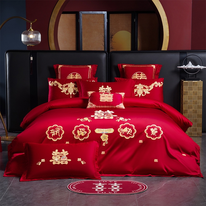 用心 2025新款婚庆全棉刺绣四件套多件套系列新婚快乐