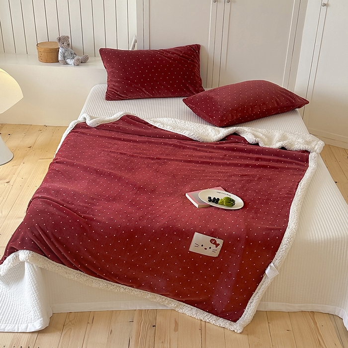 桃子家居 2025新款A类ins豹纹猫咪卡通织标加厚牛奶绒羊羔绒毛毯多功能毛毯 绒毛毯-织标红点喵吃鱼