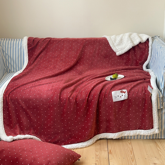 91家纺网 家纺一手货源 找家纺 桃子家居 2025新款A类ins豹纹猫咪卡通织标加厚牛奶绒羊羔绒毛毯多功能毛毯 绒毛毯-织标红点喵吃鱼