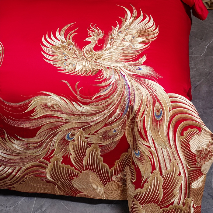 91家纺网 家纺一手货源 找家纺 用心 2025新款婚庆全棉刺绣四件套多件套系列江山龙凤