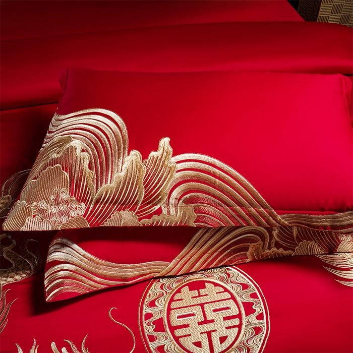 91家纺网 家纺一手货源 找家纺 用心 2025新款婚庆全棉刺绣四件套多件套系列江山龙凤