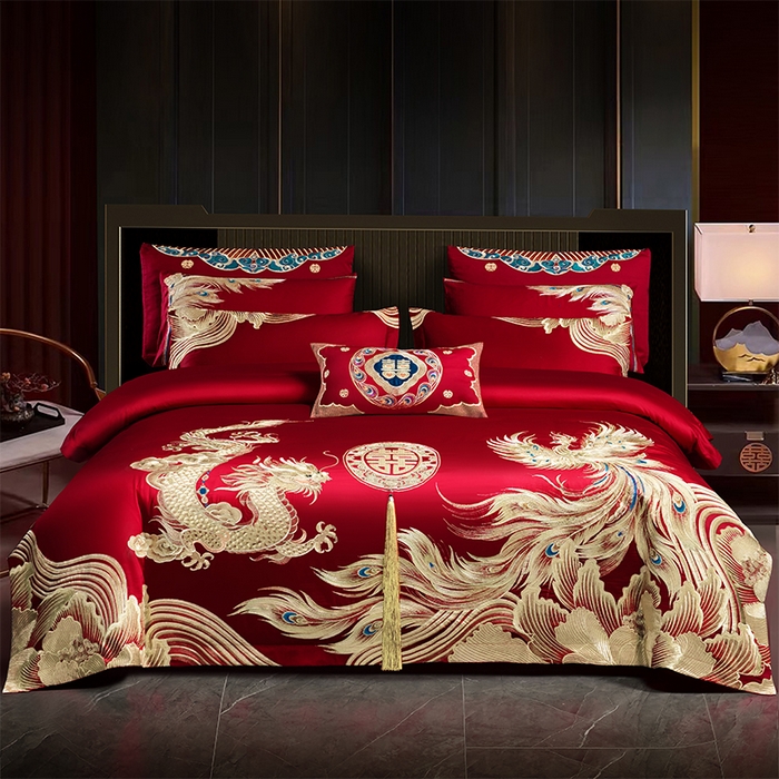 用心 2025新款婚庆全棉刺绣四件套多件套系列江山龙凤