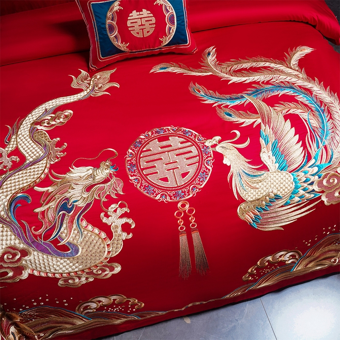 91家纺网 家纺一手货源 找家纺 用心 2025新款婚庆全棉刺绣四件套多件套系列金玉满堂