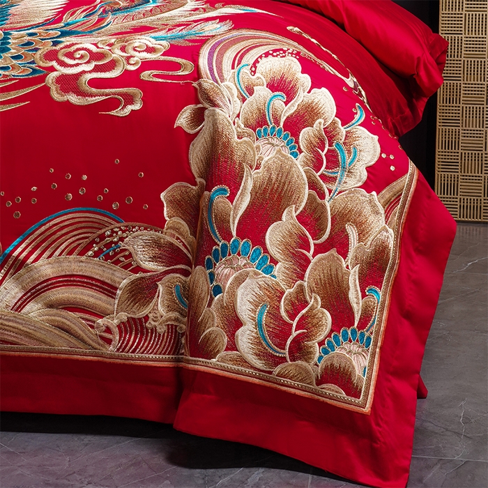 91家纺网 家纺一手货源 找家纺 用心 2025新款婚庆全棉刺绣四件套多件套系列金玉满堂