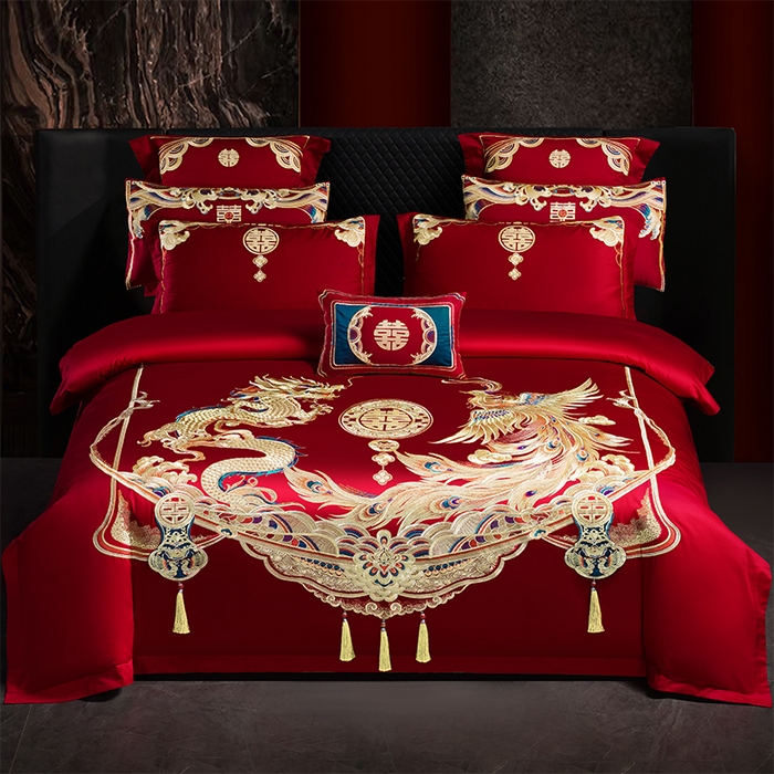 用心 2025新款婚庆全棉刺绣四件套多件套系列龙凤佳人