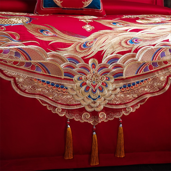 91家纺网 家纺一手货源 找家纺 用心 2025新款婚庆全棉刺绣四件套多件套系列龙凤佳人