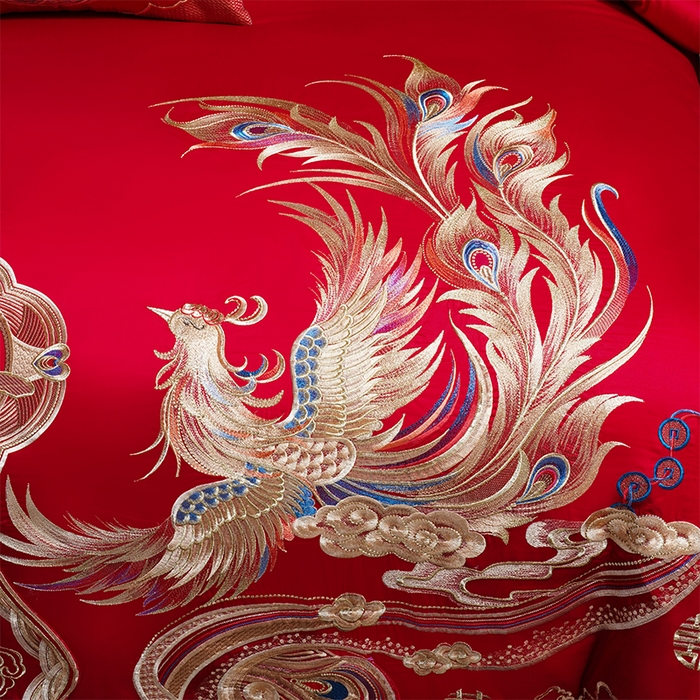 91家纺网 家纺一手货源 找家纺 用心 2025新款婚庆全棉刺绣四件套多件套系列龙凤同喜