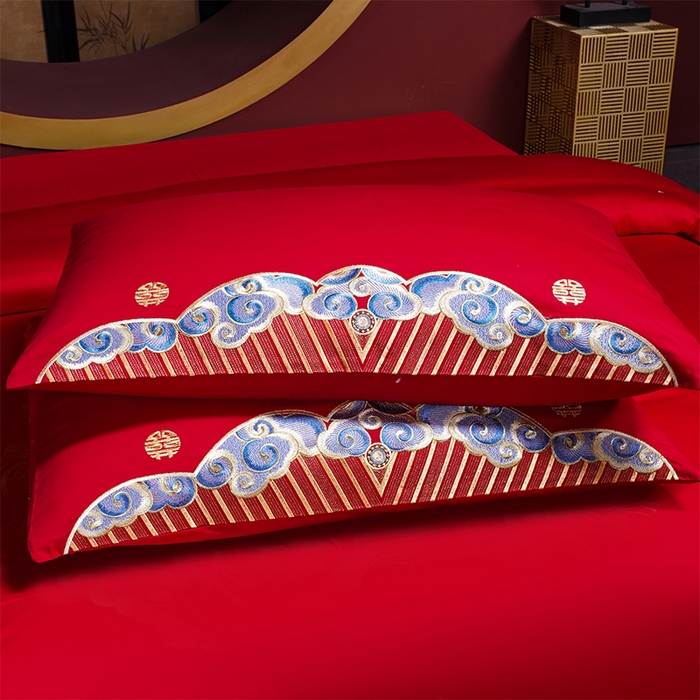 91家纺网 家纺一手货源 找家纺 用心 2025新款婚庆全棉刺绣四件套多件套系列龙凤同喜