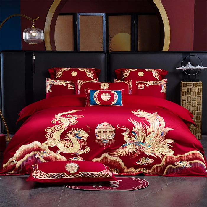 用心 2025新款婚庆全棉刺绣四件套多件套系列美人龙凤