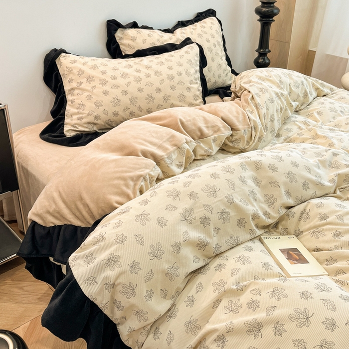 91家纺网 家纺一手货源 找家纺 （总）金爱家 2025新款赫本风灯芯绒-花边款四件套