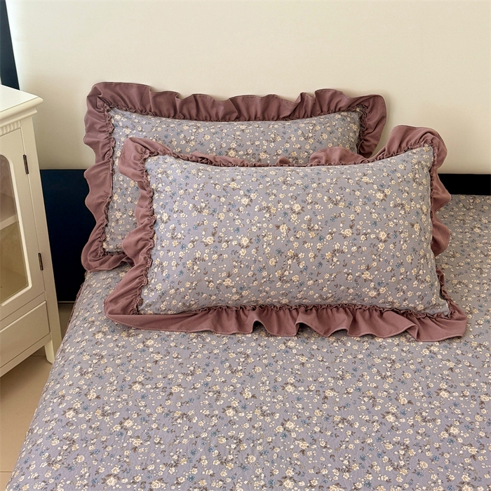 91家纺网 家纺一手货源 找家纺 梦舒羽 2025新款水洗珍珠棉花边枕套宿舍单人学生一对装枕芯内胆套 蓝相思