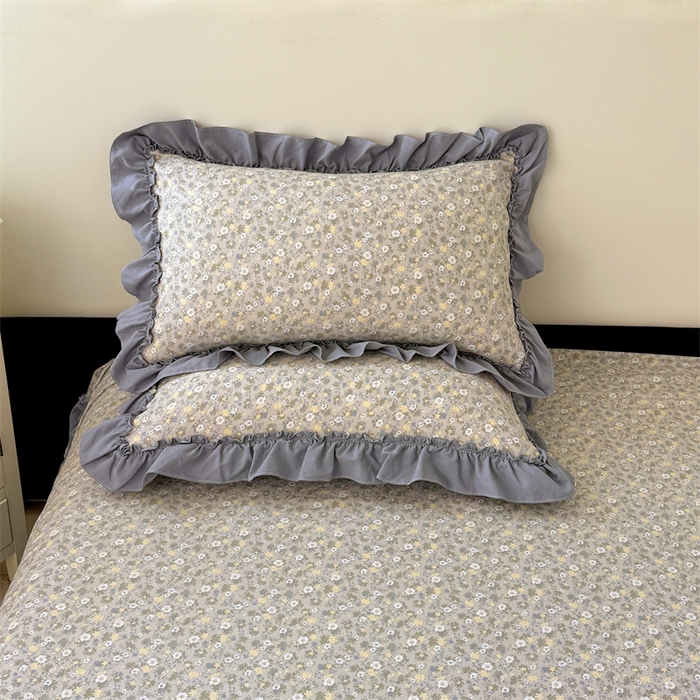 91家纺网 家纺一手货源 找家纺 梦舒羽 2025新款水洗珍珠棉花边枕套宿舍单人学生一对装枕芯内胆套 花知晓