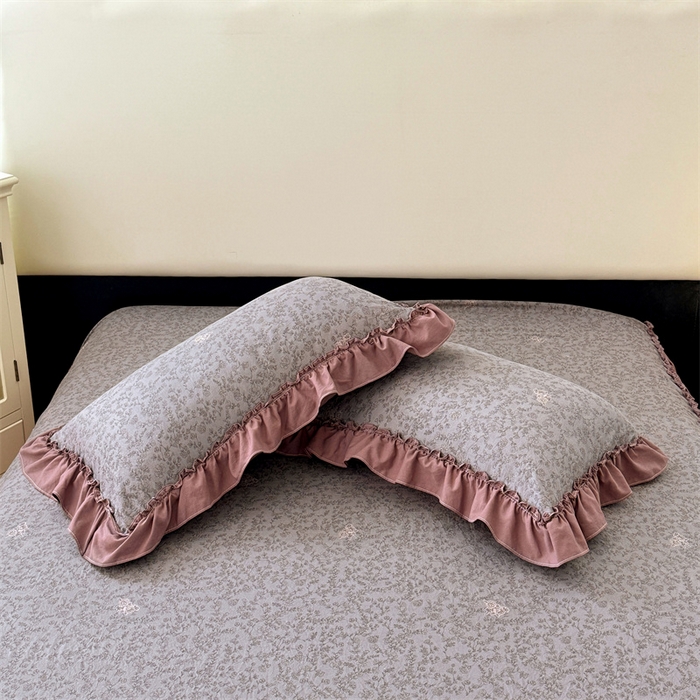 91家纺网 家纺一手货源 找家纺 梦舒羽 2025新款水洗珍珠棉花边枕套宿舍单人学生一对装枕芯内胆套 墨染芳华