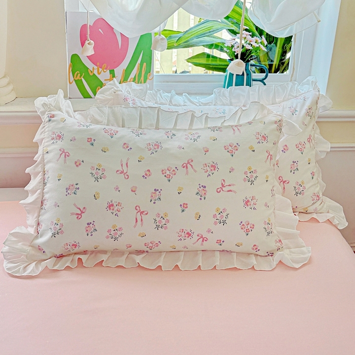 91家纺网 家纺一手货源 找家纺 （总）雨菲家纺 2025新款荷叶边印花单枕套 枕套单件