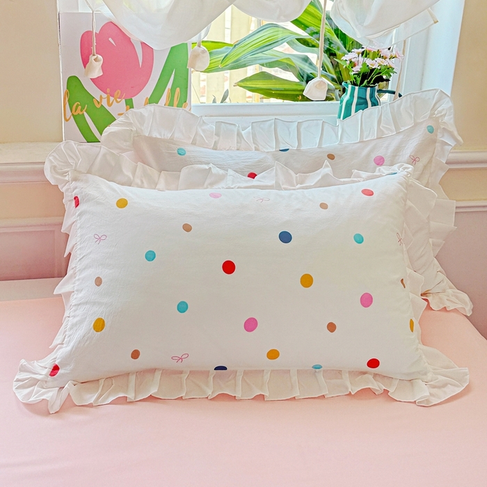 91家纺网 家纺一手货源 找家纺 （总）雨菲家纺 2025新款荷叶边印花单枕套 枕套单件