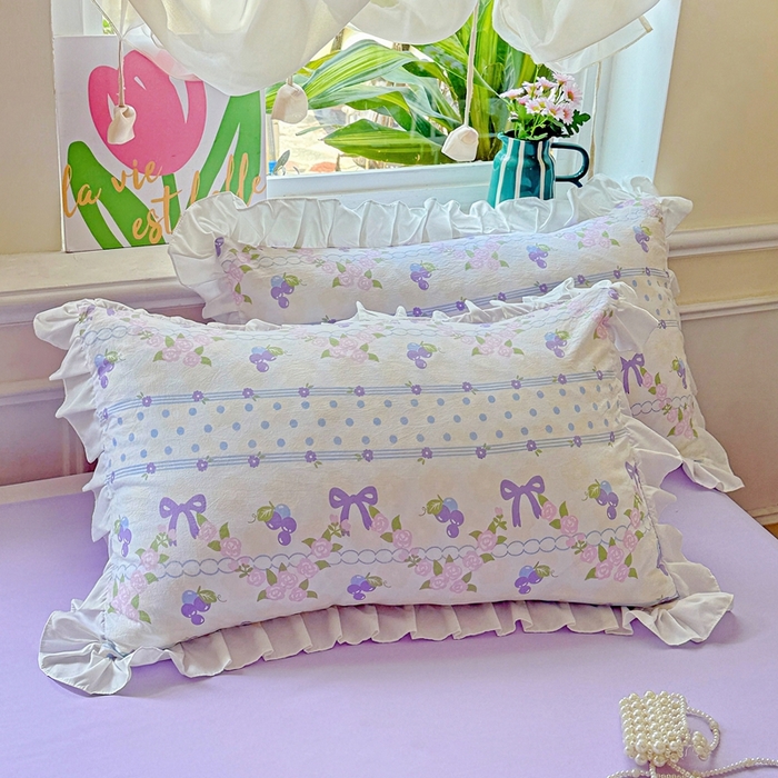 91家纺网 家纺一手货源 找家纺 （总）雨菲家纺 2025新款荷叶边印花单枕套 枕套单件