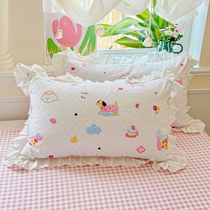 91家纺网 家纺一手货源 找家纺 （总）雨菲家纺 2025新款荷叶边印花单枕套 枕套单件