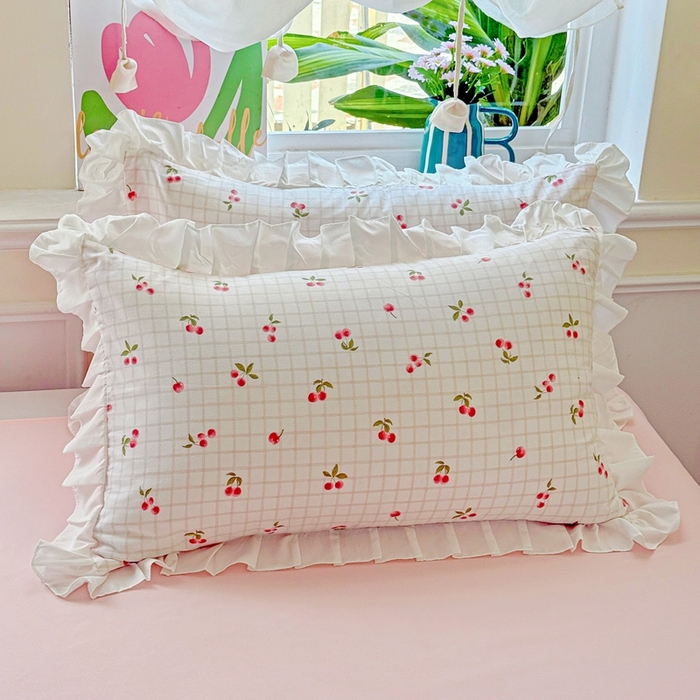 91家纺网 家纺一手货源 找家纺 （总）雨菲家纺 2025新款荷叶边印花单枕套 枕套单件